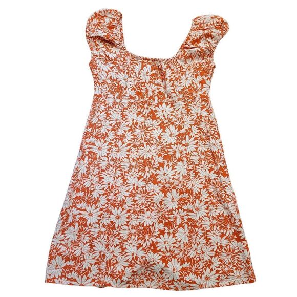 Madewell Dress Women's 0 Rust Floral Margie Mini Retro Linen Button Down - Picture 4 of 6
